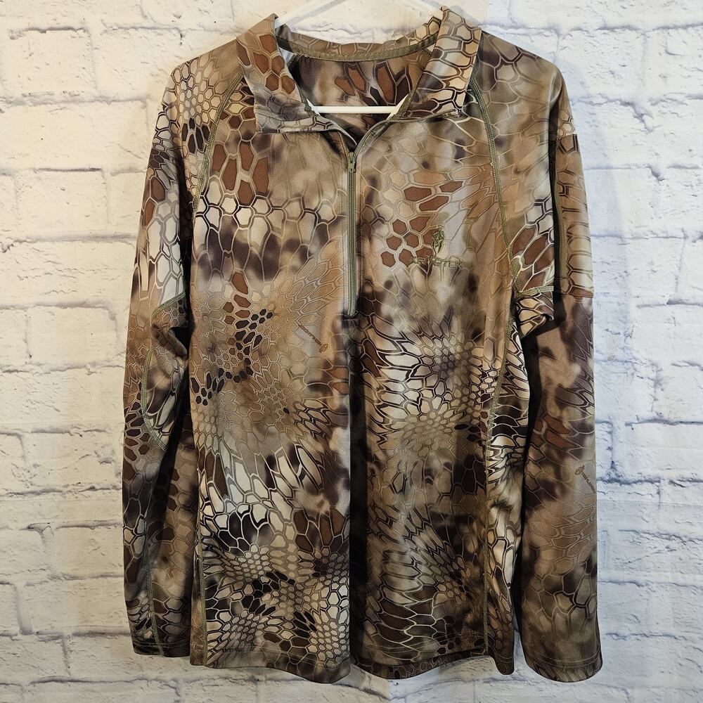 Kryptek Shirt Mens Large Camo Raid 1/4 Zip Pullover Performance Hunting Hiking